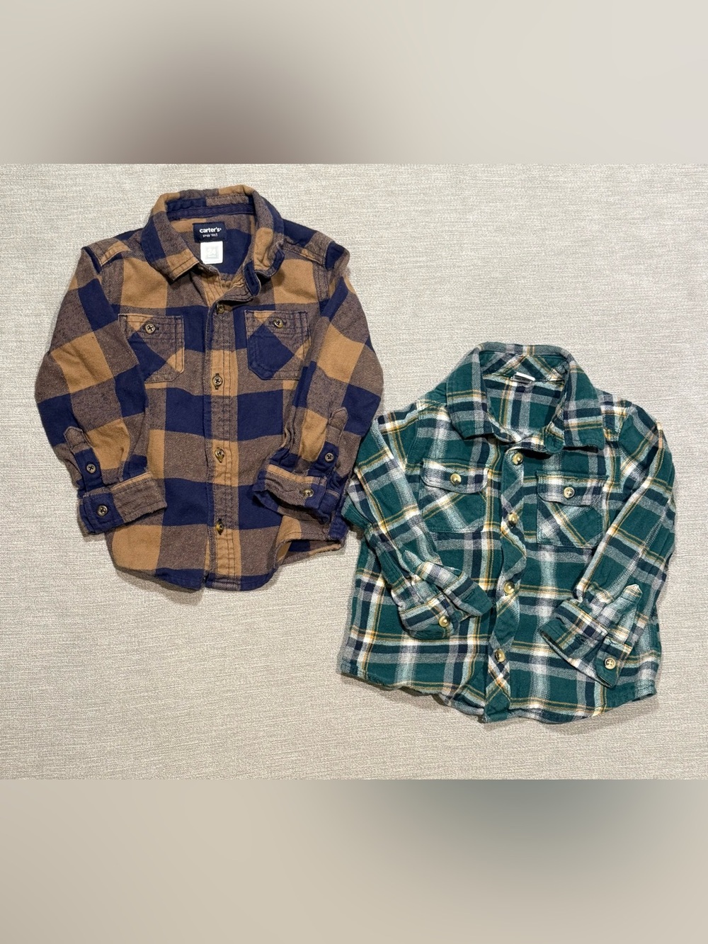 Old Navy Boys Plaid Button-Down Shirts - Navy & Green